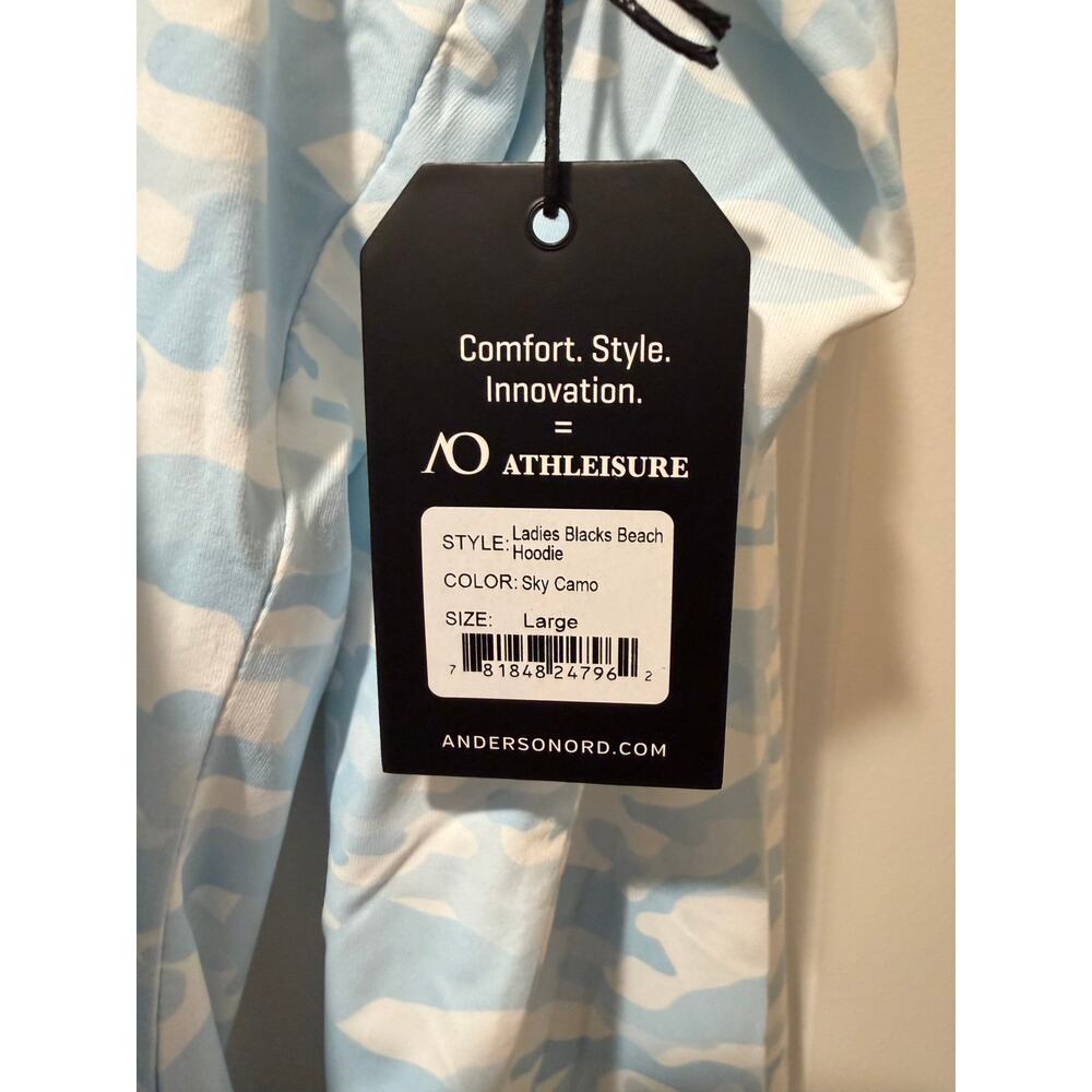 AndersonOrd AO Women’s Large Blacks Beach Golf Hoodie Sky Camo NWT - Picture 2 of 3